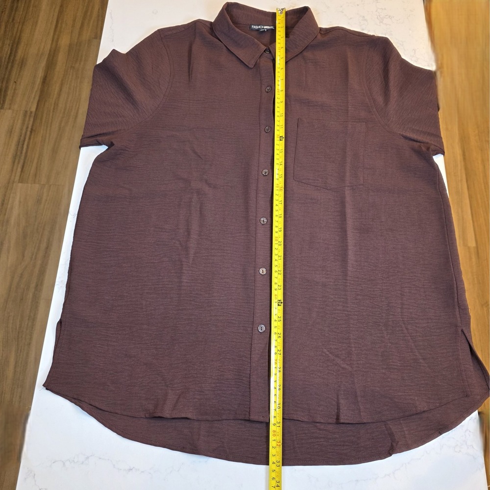 Fashion Nova Brown Textured Button Down‎ Long Sleeve Shirt 1X TT3231 SET - Picture 4 of 9